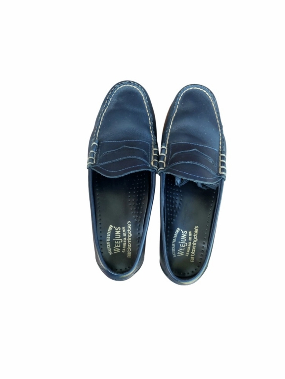 Bass Weejuns Navy Blue Leather Slip On Boat Penny Loafer Casual Shoe Men 10 GH - Picture 7 of 11